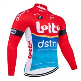 Wielershirt 2024 Lotto Dstny Lange Mouw Rood